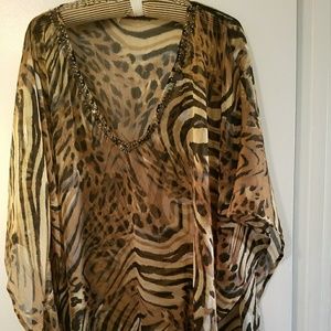 Animal print swim cover up